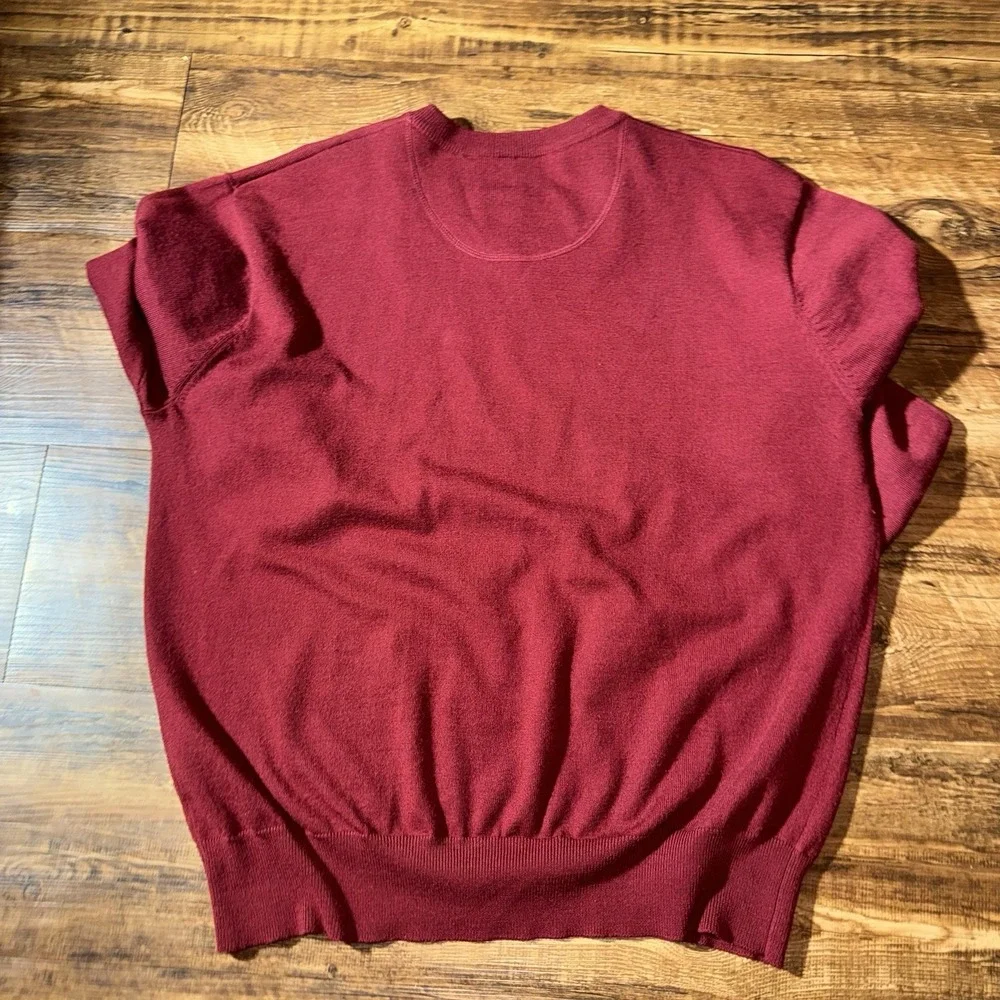 Orvis Maroon 100% Wool V-Neck Pullover Sweater Men's XL